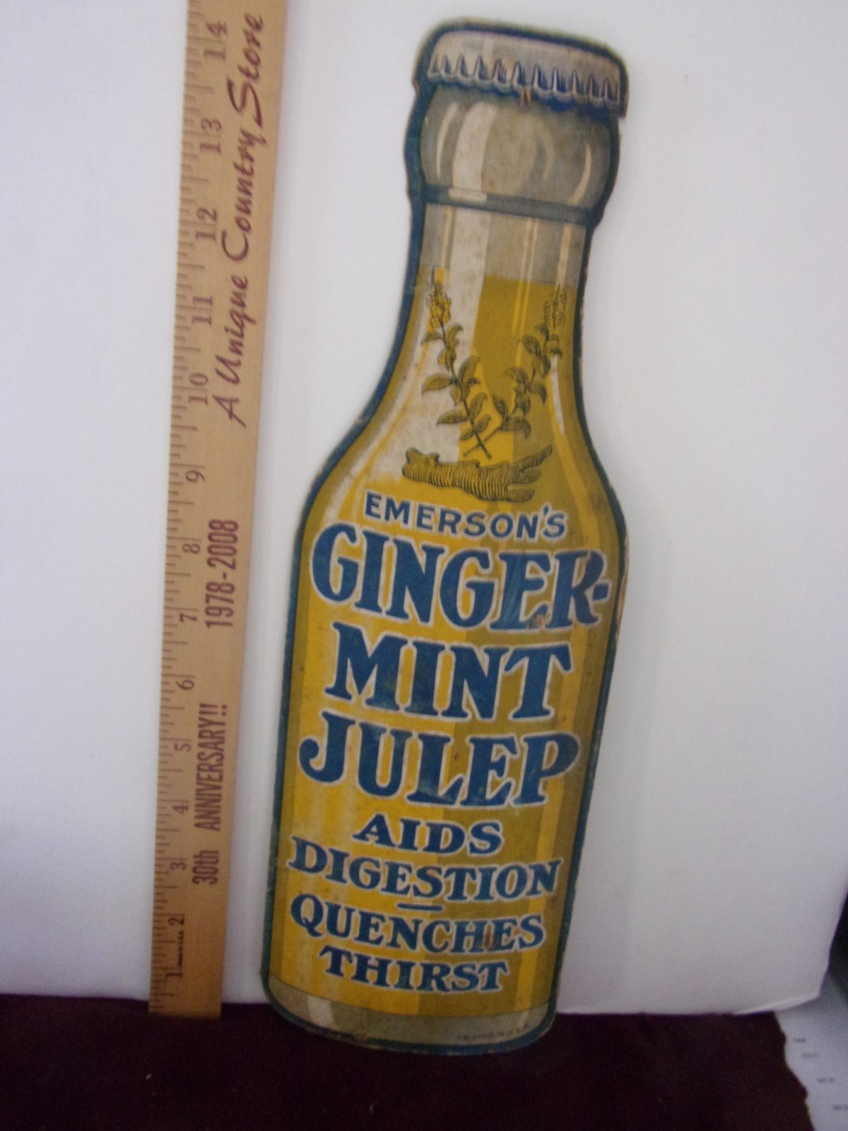 Rare 2-Sided 1920s Emerson Ginger Mint Julip Soda Fountain Cardboard Store Sign