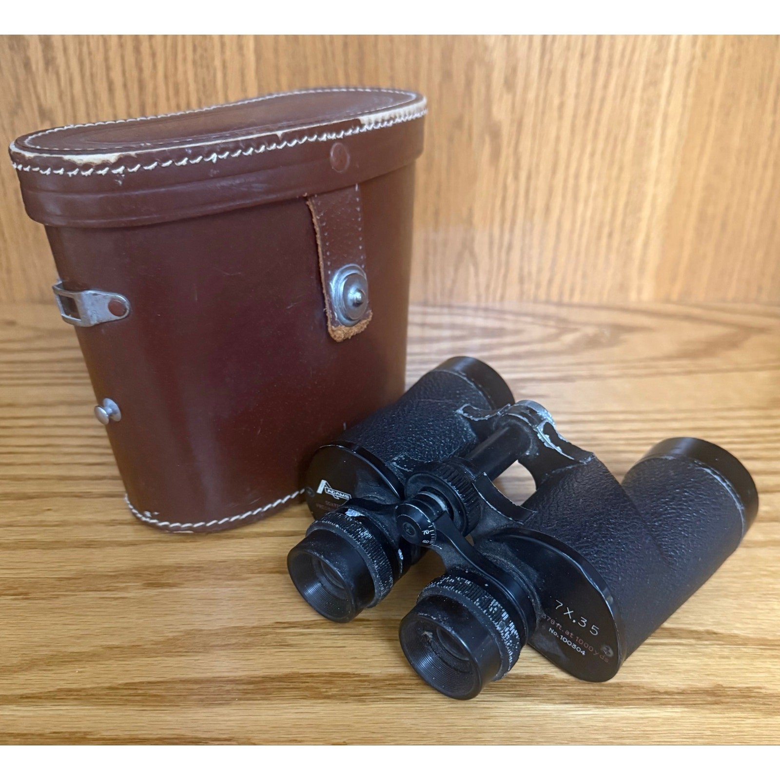 Title: Vintage Adams 7x35 Coated Precision Optics Binoculars Hard Leather Case