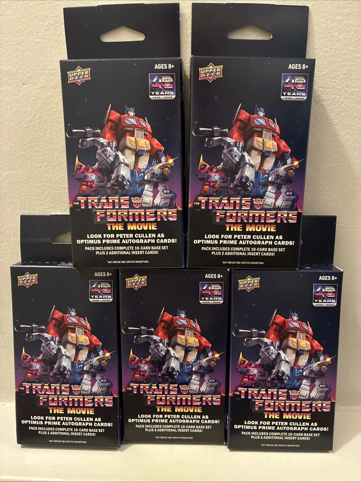 2026 UPPER DECK TRANSFORMERS MOVIE 40TH SPECIAL EDITION HANGER BOX - Lot of 5
