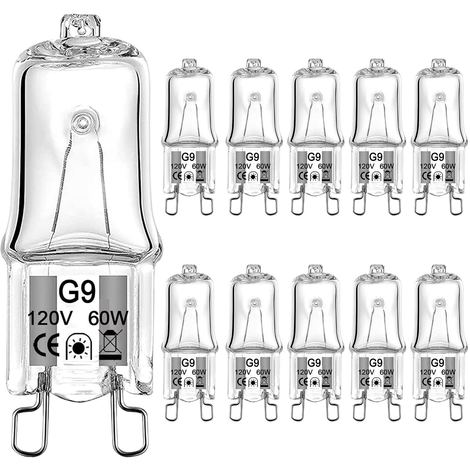 Lacnooe G9 Halogen Bulb 60 Watt 120 0.49 inches x 1.57 inches, Warm White