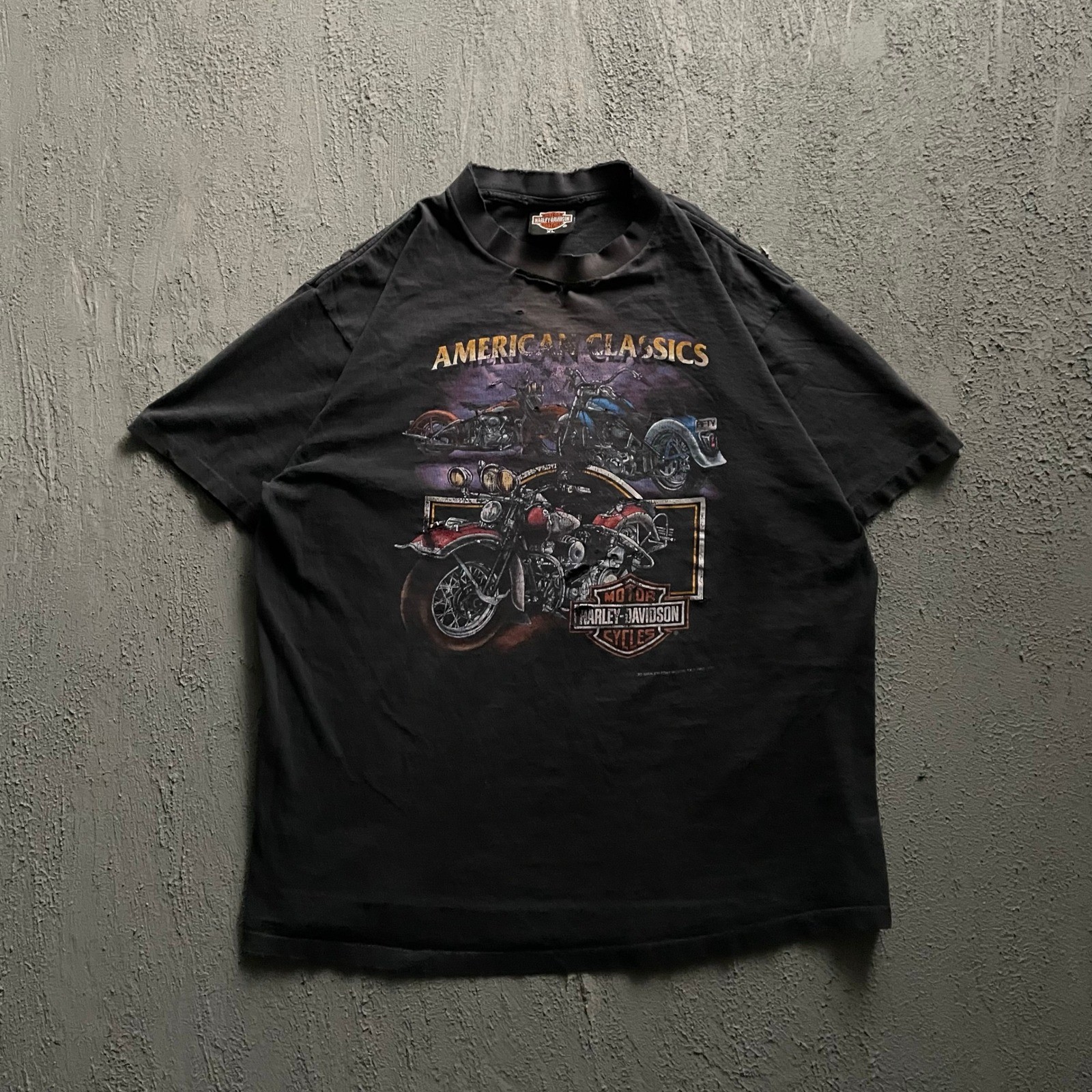 Vintage 3D Emblem American Classics T-Shirt Men XL Black 1990s Harley Davidson