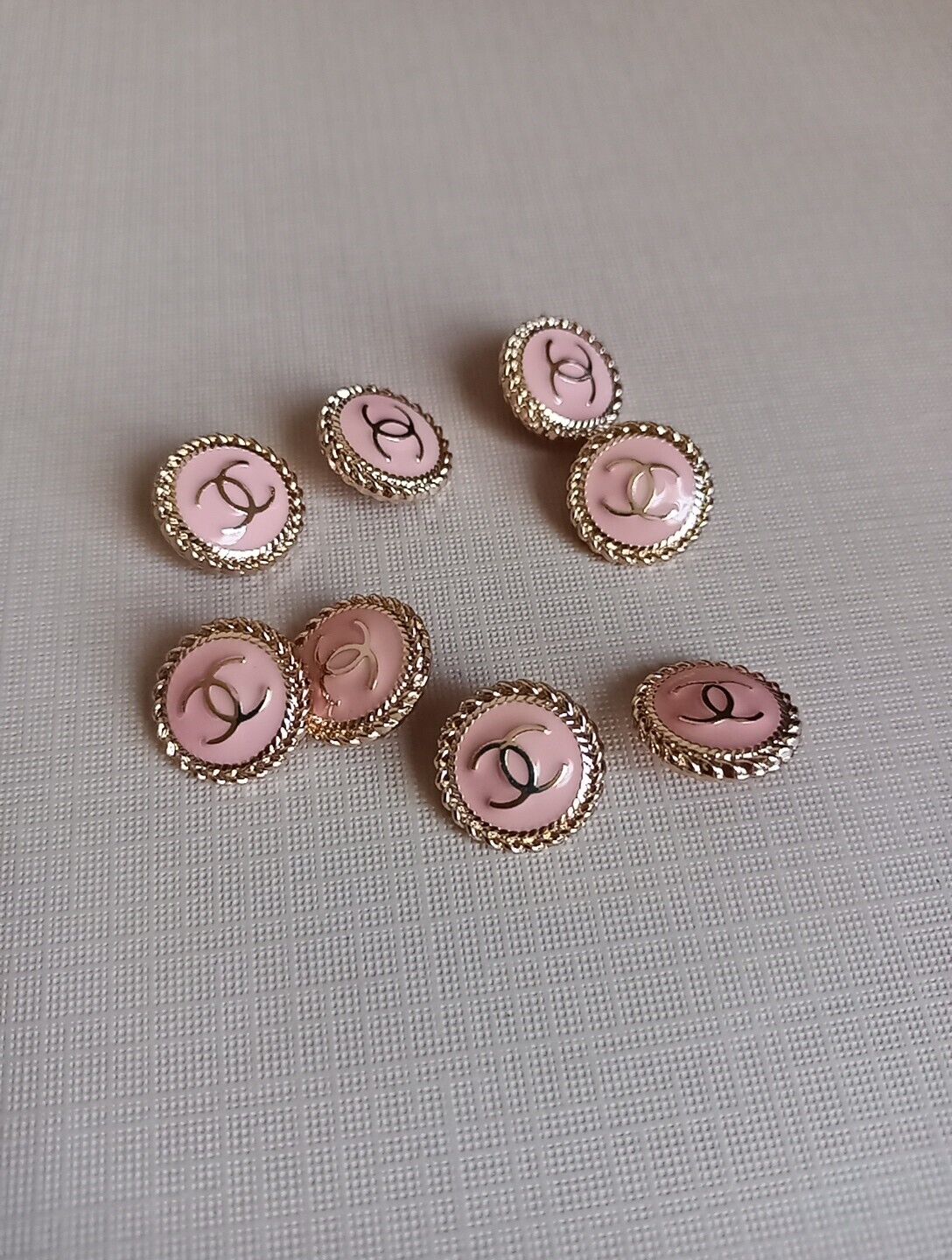 Lot Of 8  Chanel buttons 16 mm Gold Tone Metal Designer Button 
