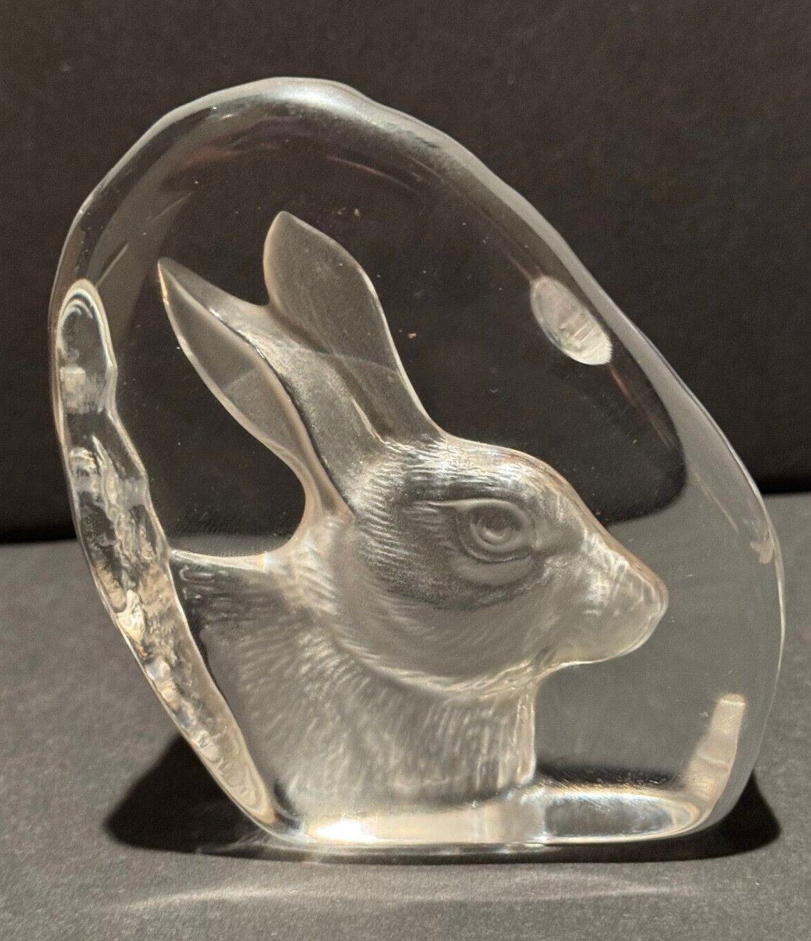 Cristal d\'Arques Sculptured Crystal Bunny Rabbit Paperweight Art Glass 4.25\