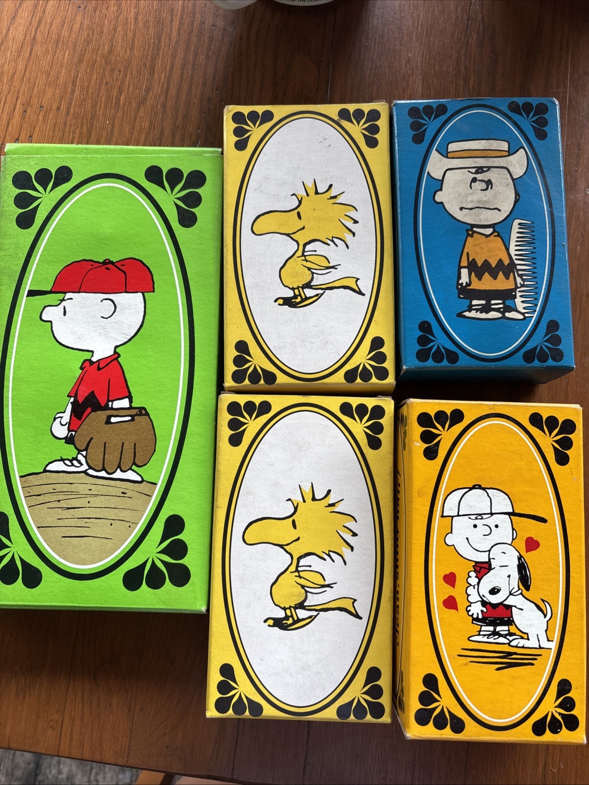 Set Of 5, New In Box, vintage Avon Peanuts character products from the 1970s