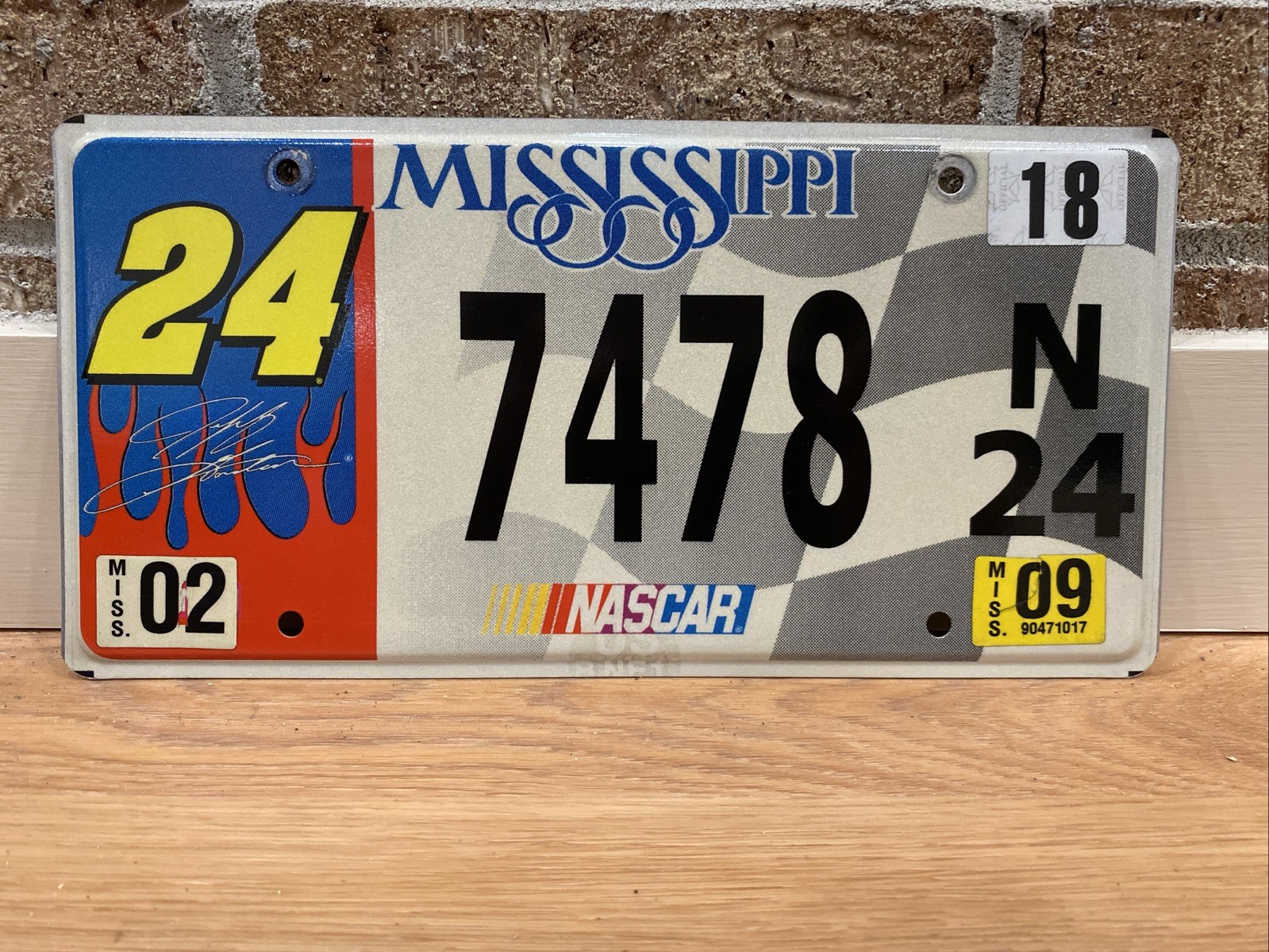 2009 Mississippi license plate, Jeff Gordon NASCAR