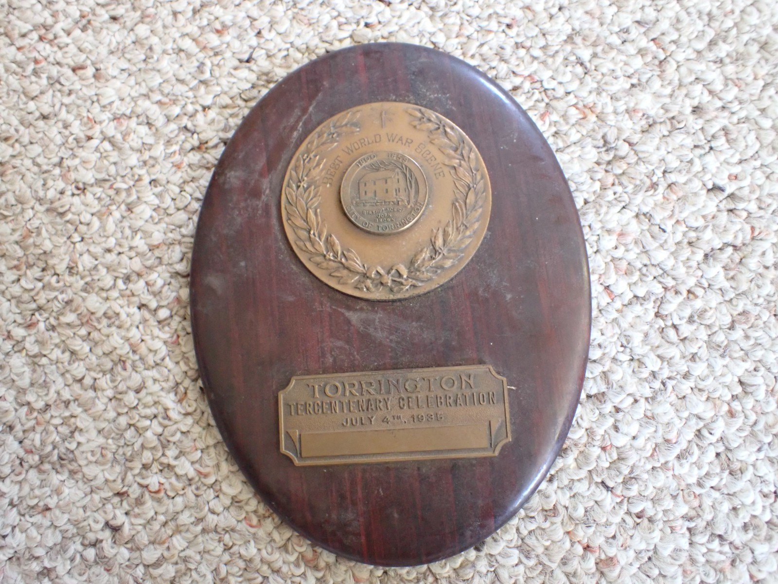TORRINGTON CONNECTICUT  TERCENTENARY CELEBRATION  1635-1935 PLAQUE   BX  CCC