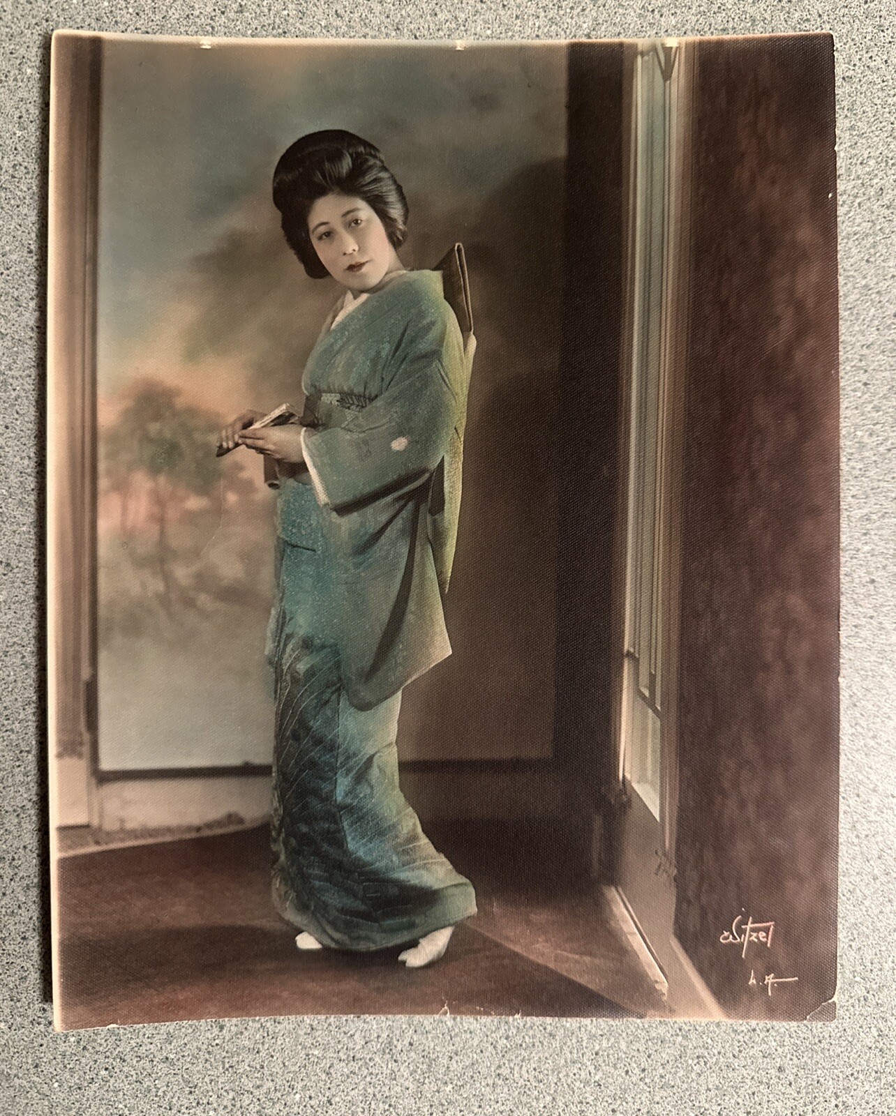 1920’s Original Asian Albert Witzel Matte Photo Vintage Color Hollywood Japan LA