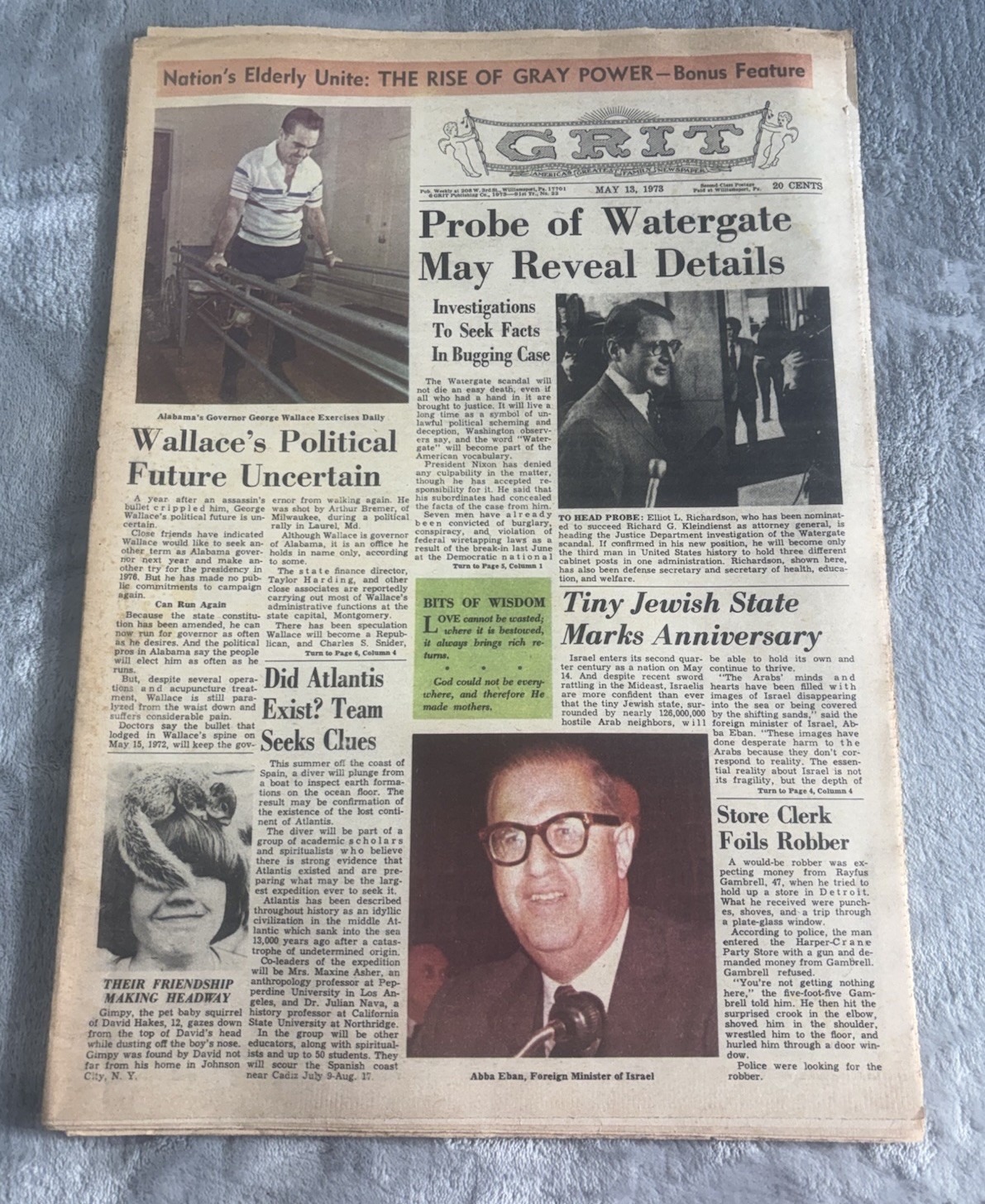 Vintage GRIT Newspaper May 13 1973 Watergate Cover