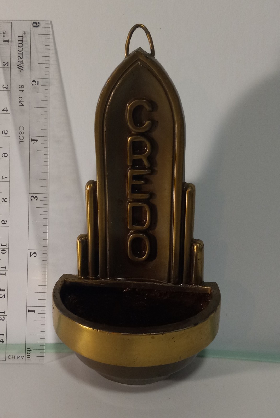 Vintage Small Brass Holy Water Font Made In Western Germany Rare