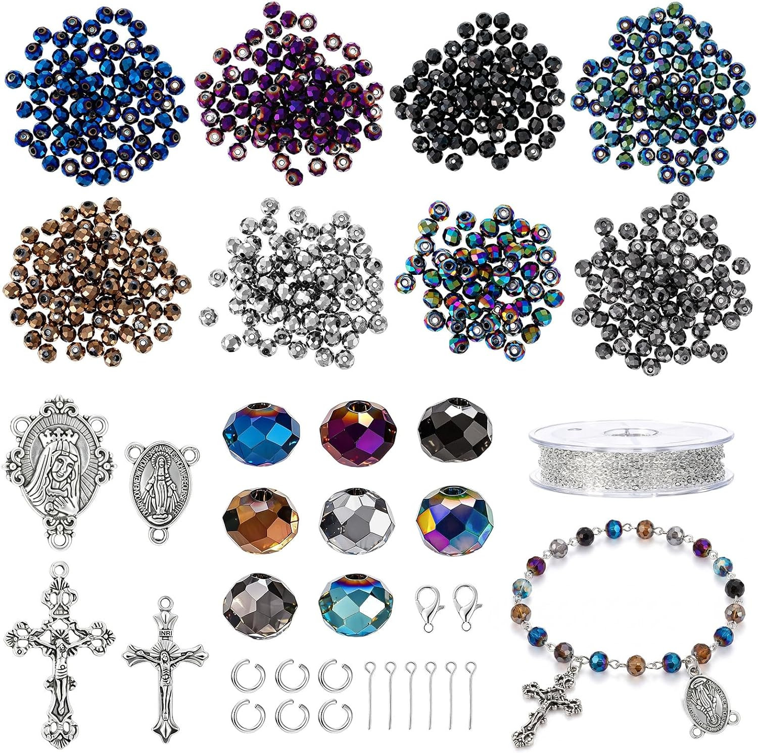 329 Pcs Rosary Jewelry Making Kit for Women, Rosaries Prayer Making Supplies