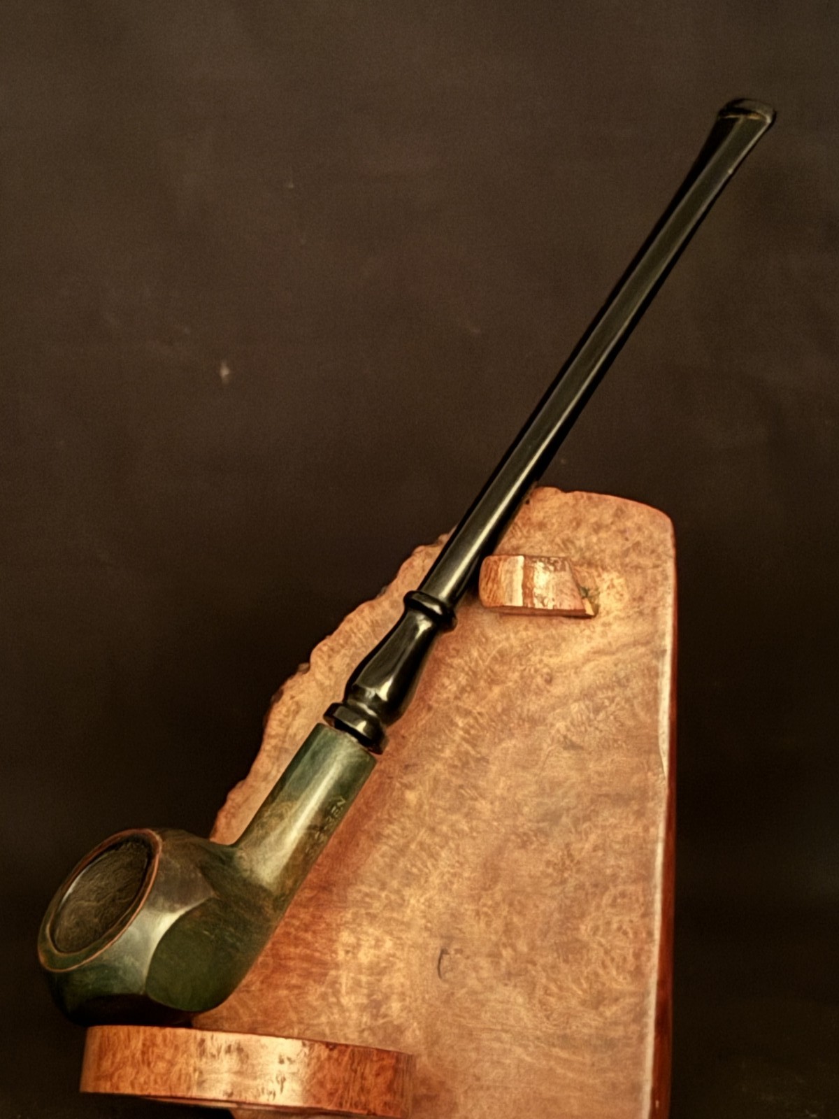 Big Ben Made in Holland Mini Churchwarden Smooth Green Vulcanite Fishtail