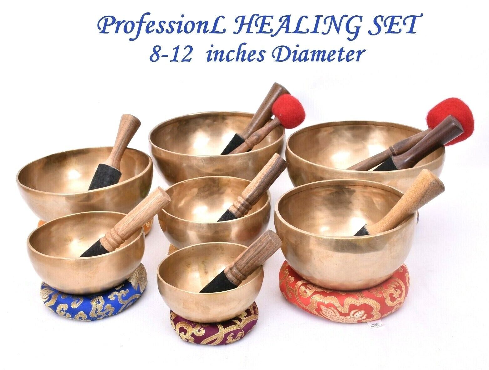 8-12 inches Dim singing bowl set of 7 - Chakra healing Tibetan singing Bowl set
