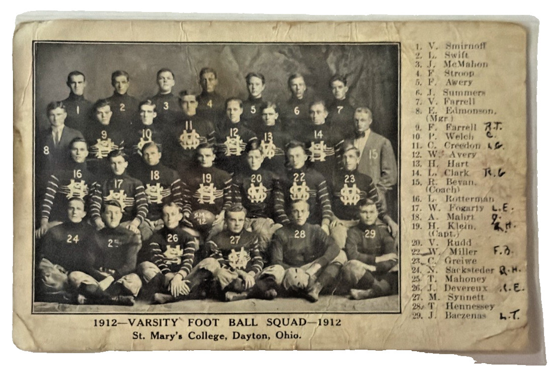 St. Mary's College Dayton Ohio, 1912 Football Team Picture Posted St. Mary's College Dayton Ohio, 1912 Football Team Picture Posted