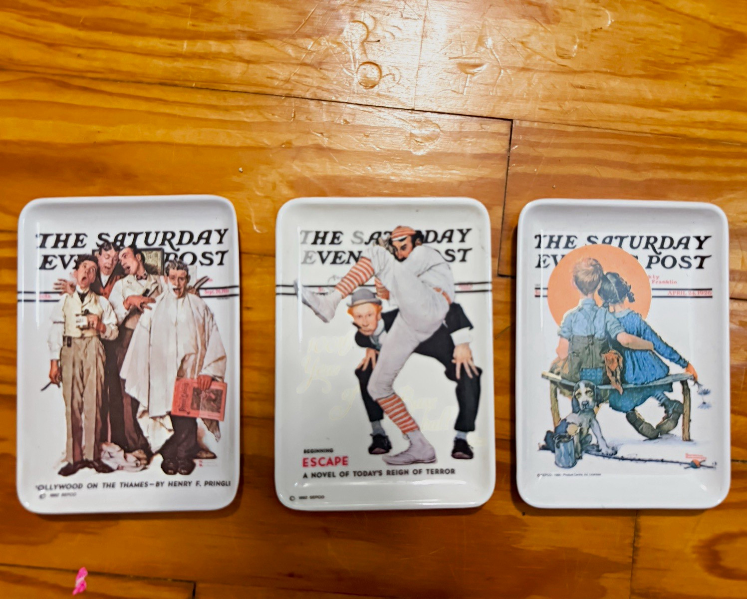 Norman Rockwell Saturday Evening Post Trays Set of 3 Made in Italy Vintage