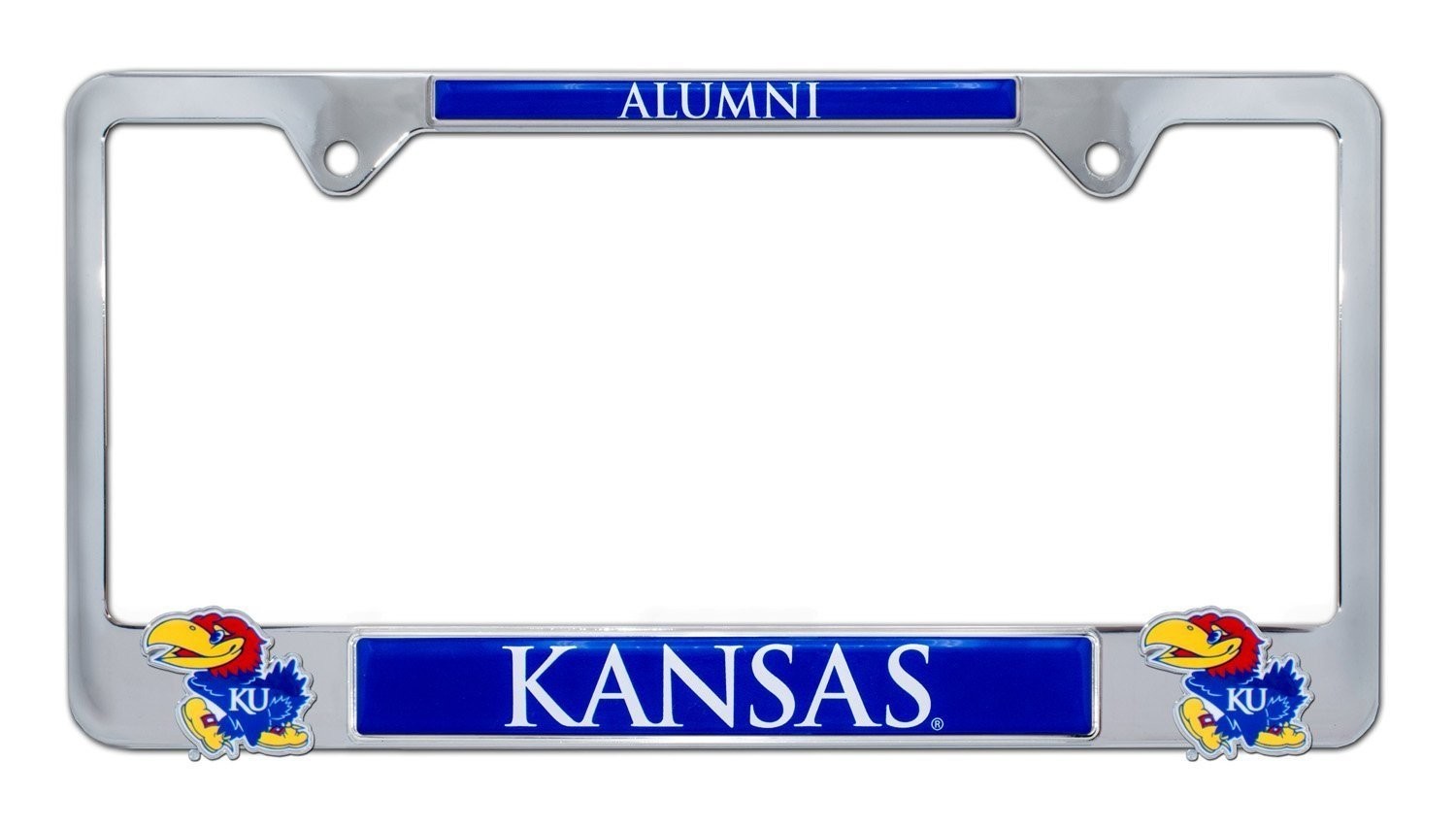 KU Kansas Alumni License Plate Frame Second Generation All Metal Dual 3D Logos
