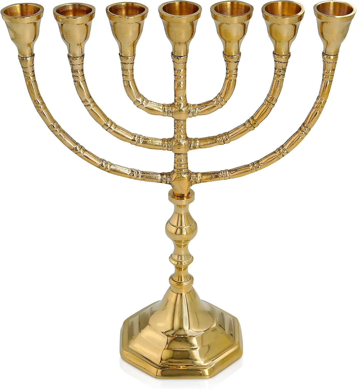Salomon\'S Menora Authentic Brass Menorah - 7-Branch Candle Holder from Jerusalem