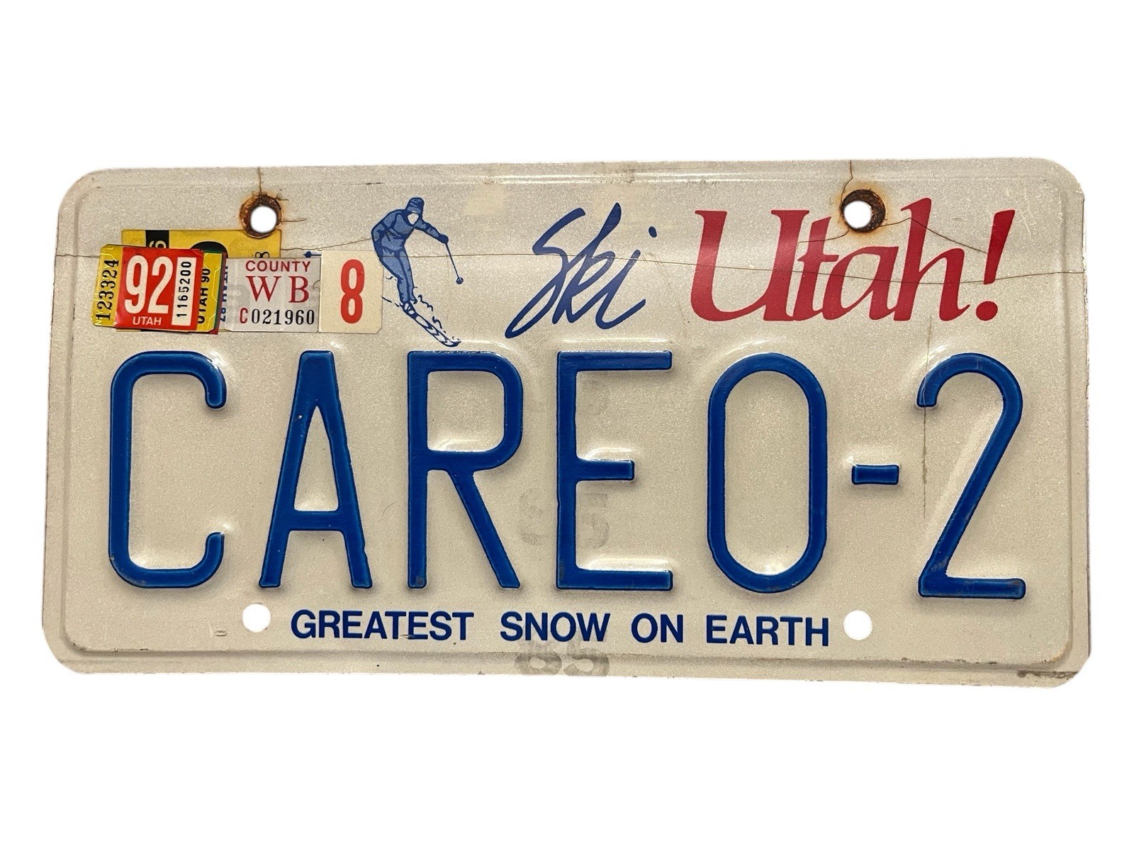 Vintage 1990’s Vanity Ski Utah License Plate \