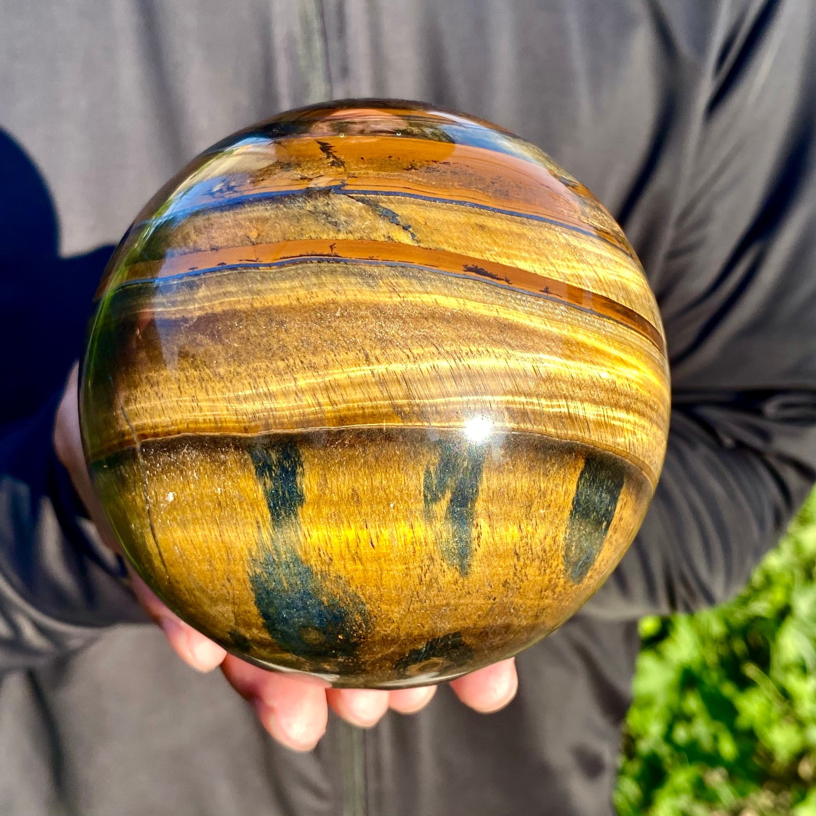 3.72LB Natural Tiger's eye stone quartz Sphere crystal ball rock Healing
