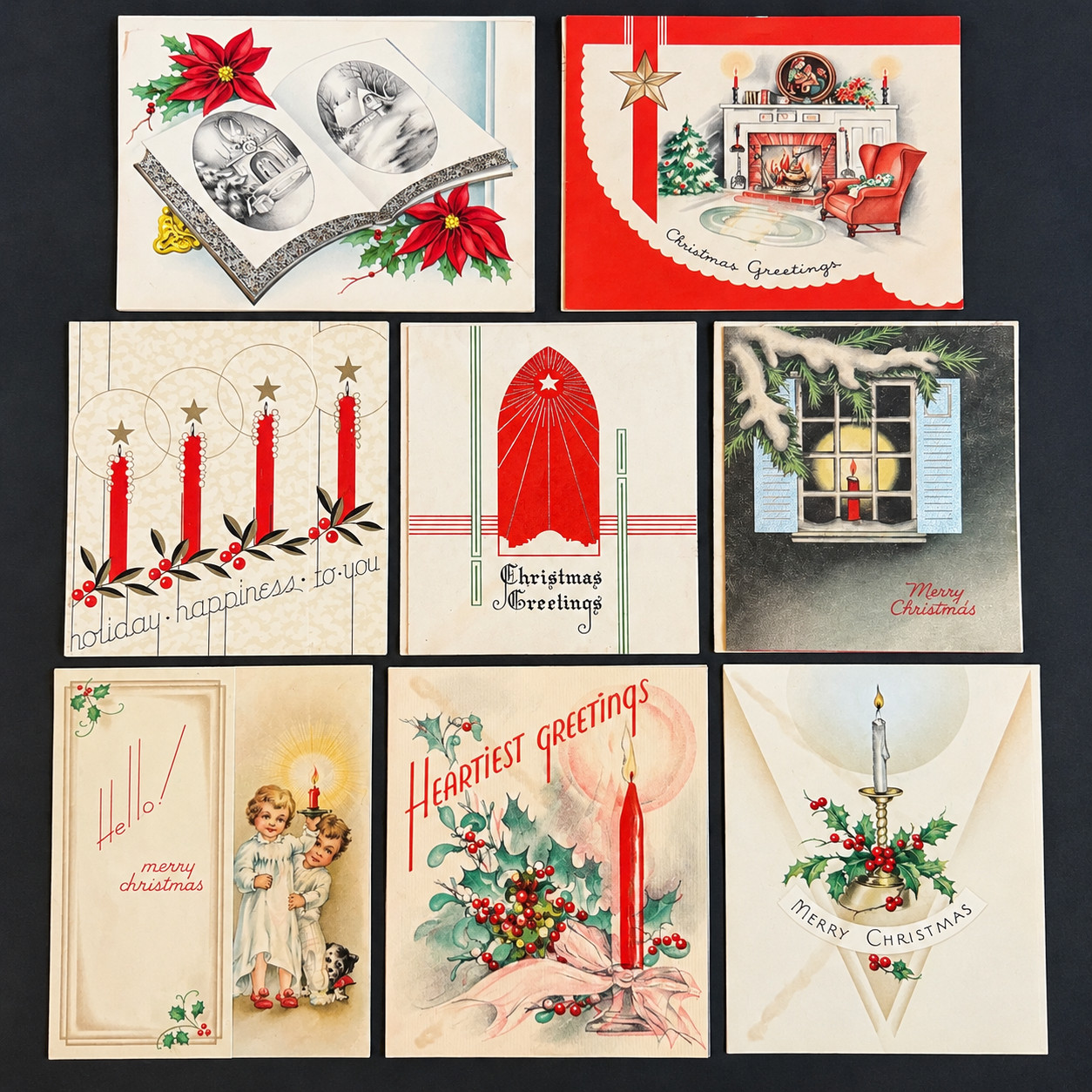 1930s Christmas Cards Lot 8 Stamped Envelopes Dubuque Iowa Family Letter