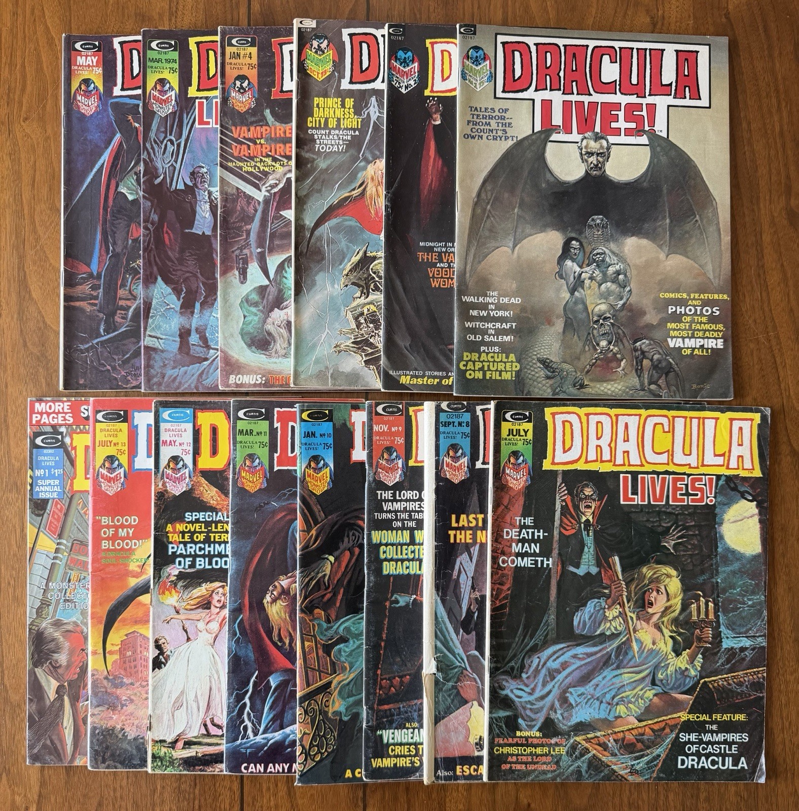 DRACULA LIVES Magazine COMPLETE SET #1-13 + Annual 1973-1975 💥 Curtis Marvel