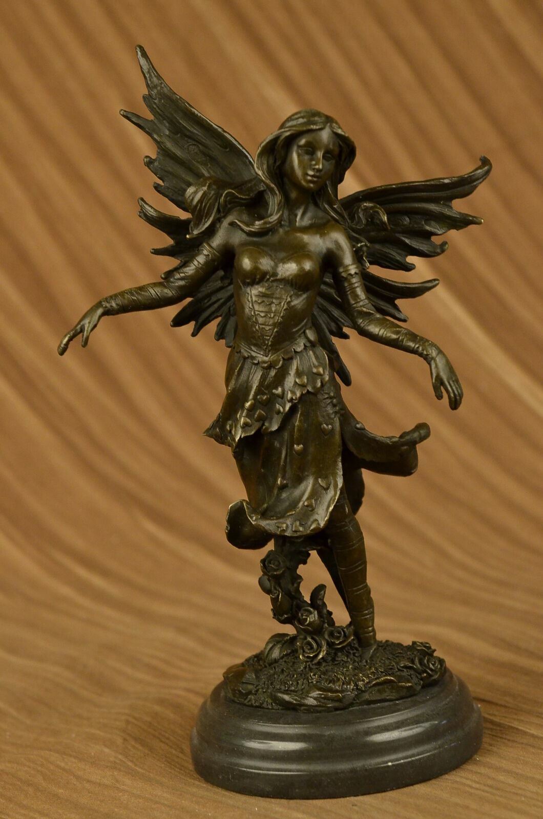 Nymph Fairy Angel Fantasy Bookend Classic Elegant Bronze Marble Sculpture Decor