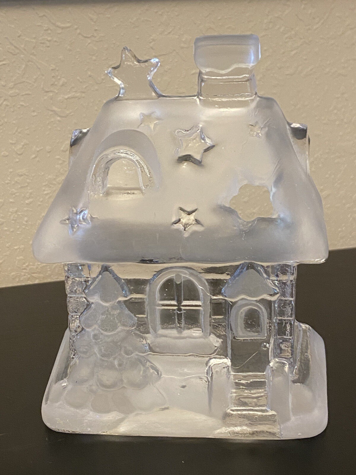 Mikasa Winters Cottage Frosted Crystal Glass tea candle Candleholder 6.25 Mikasa Winters Cottage Frosted Crystal Glass tea candle Candleholder 6.25