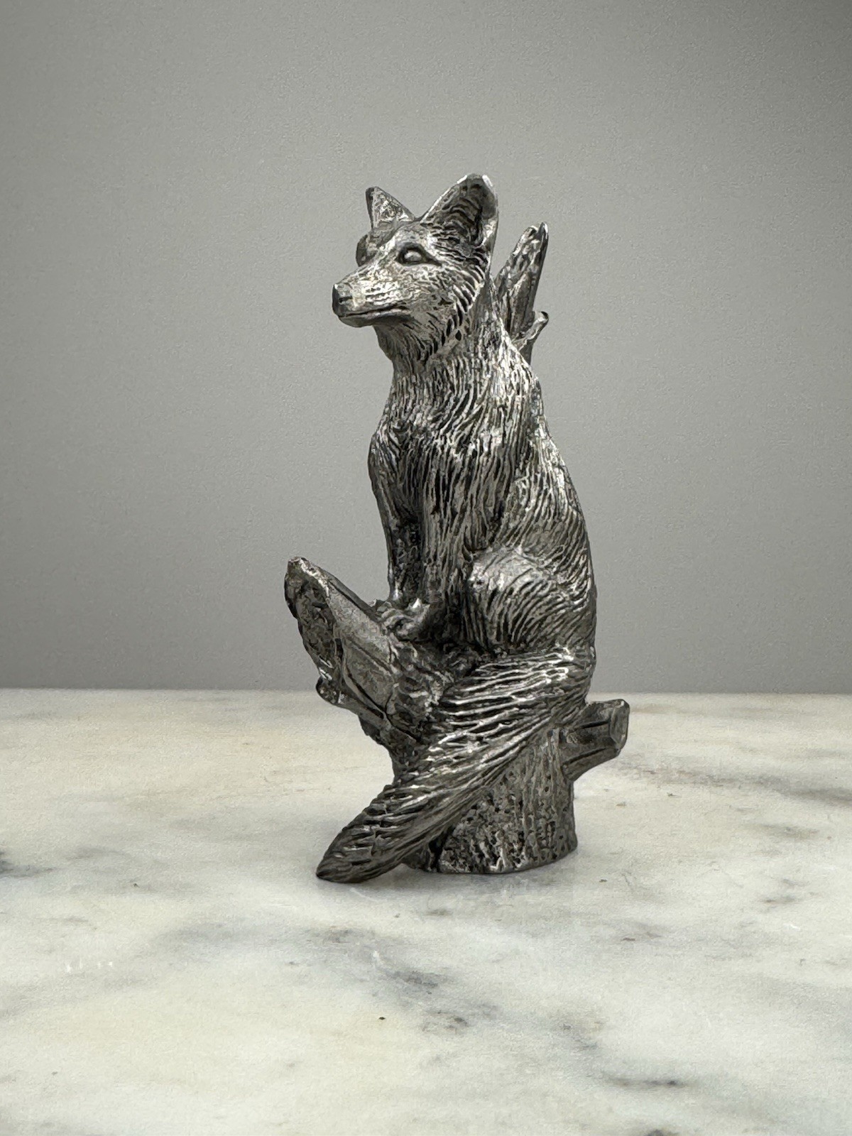 Ricker Pewter Fox Figurine Signed Premier USA Handcrafted Wildlife