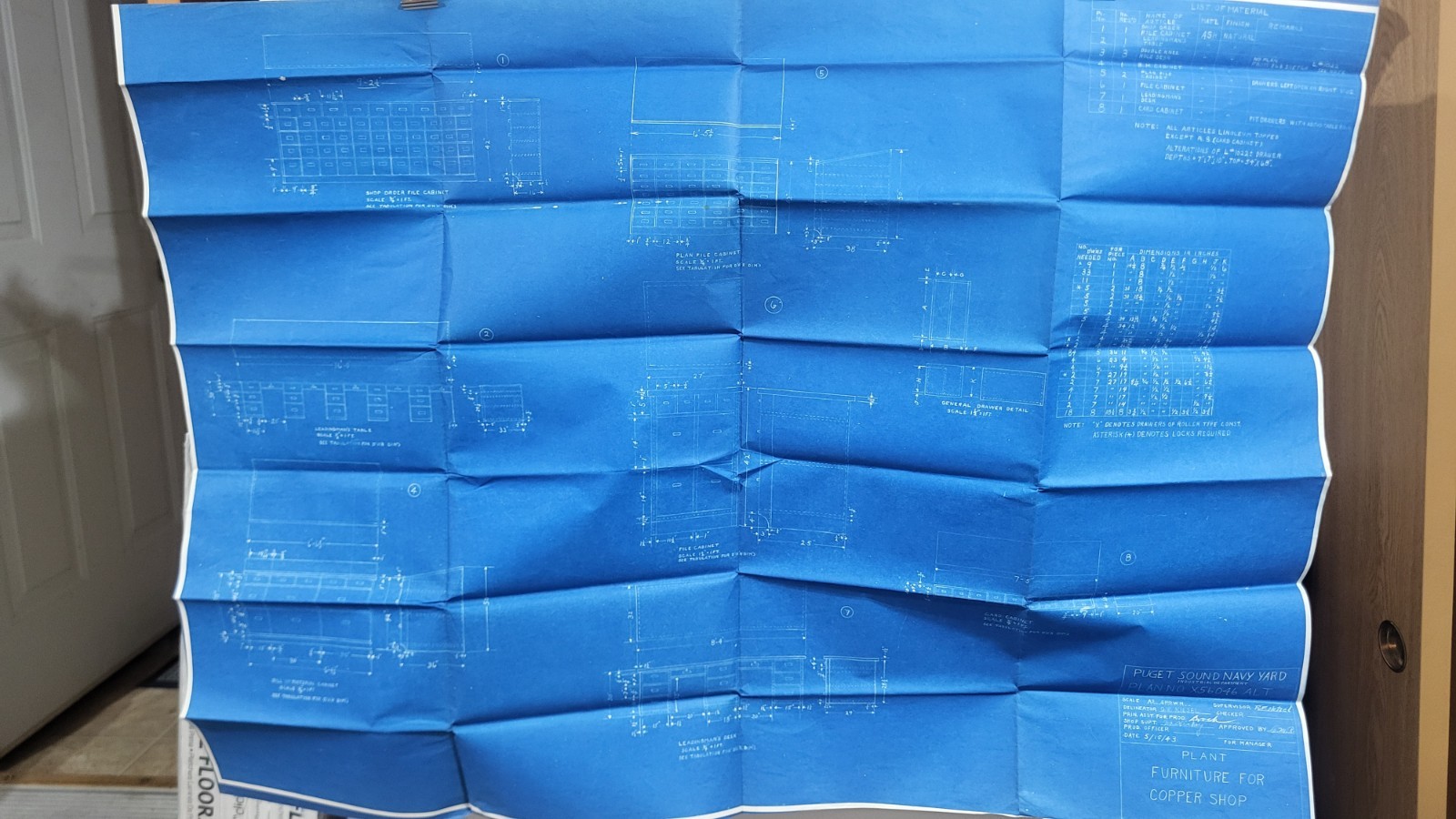 Original WWII 1943 Puget Sound Navy Yard Blueprint Bremerton Copper Shop US Navy