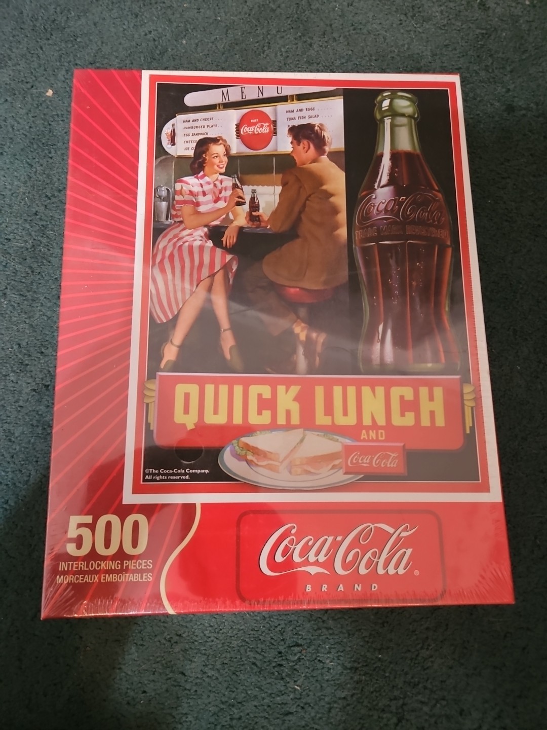 New Coca Cola Puzzle Majestic Puzzles Quick Lunch Springbok 500 Pieces New Vtg
