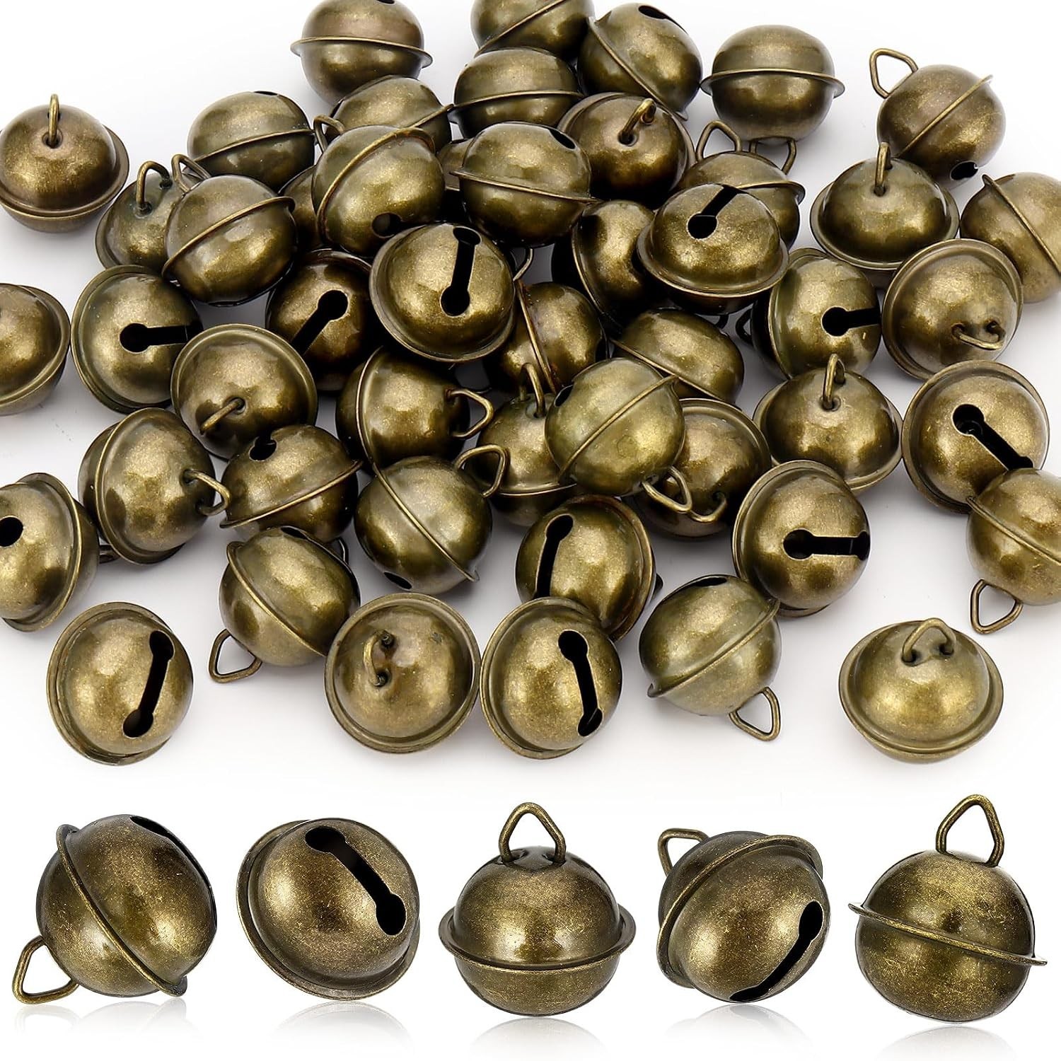 50 Pcs Vintage Antique Jingle Bells, 1 Inch Vintage Bronze Jingle Bells, Antique