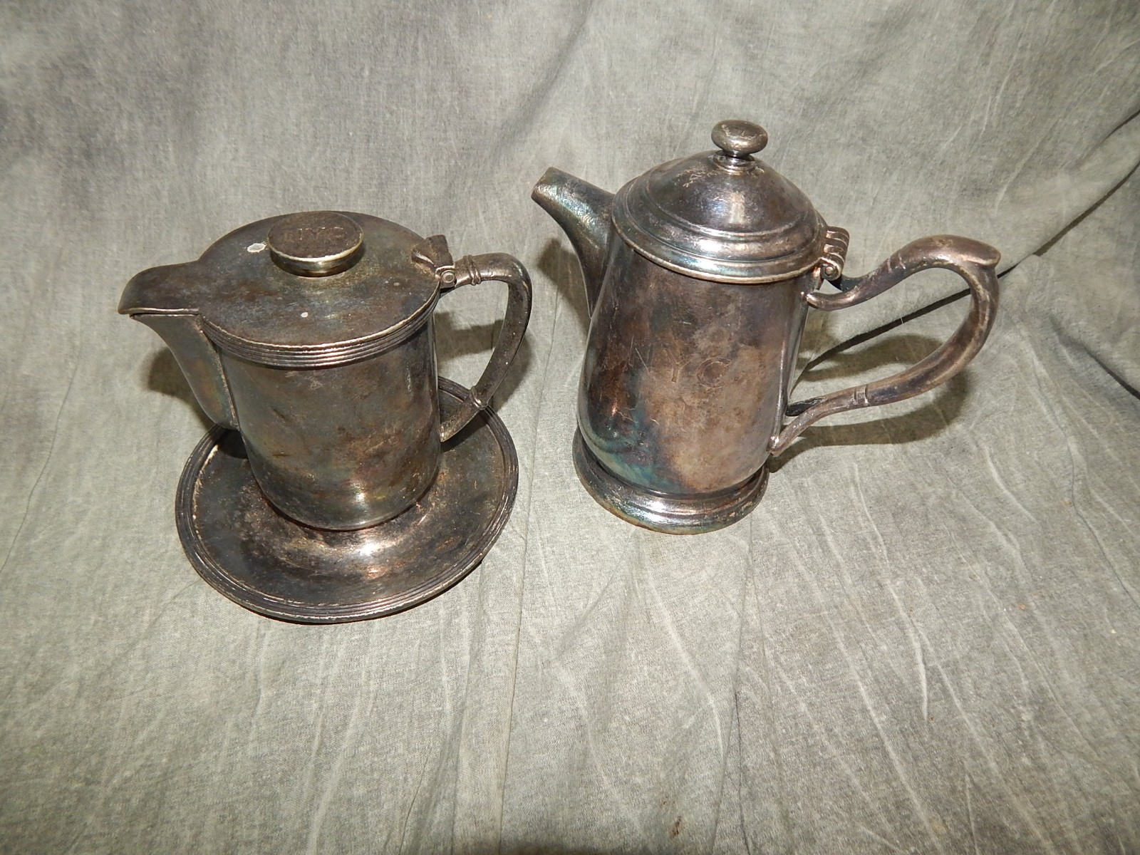 Vintage 1940's New York Central Railroad Silver Syrup & Indivdual Tea Pot