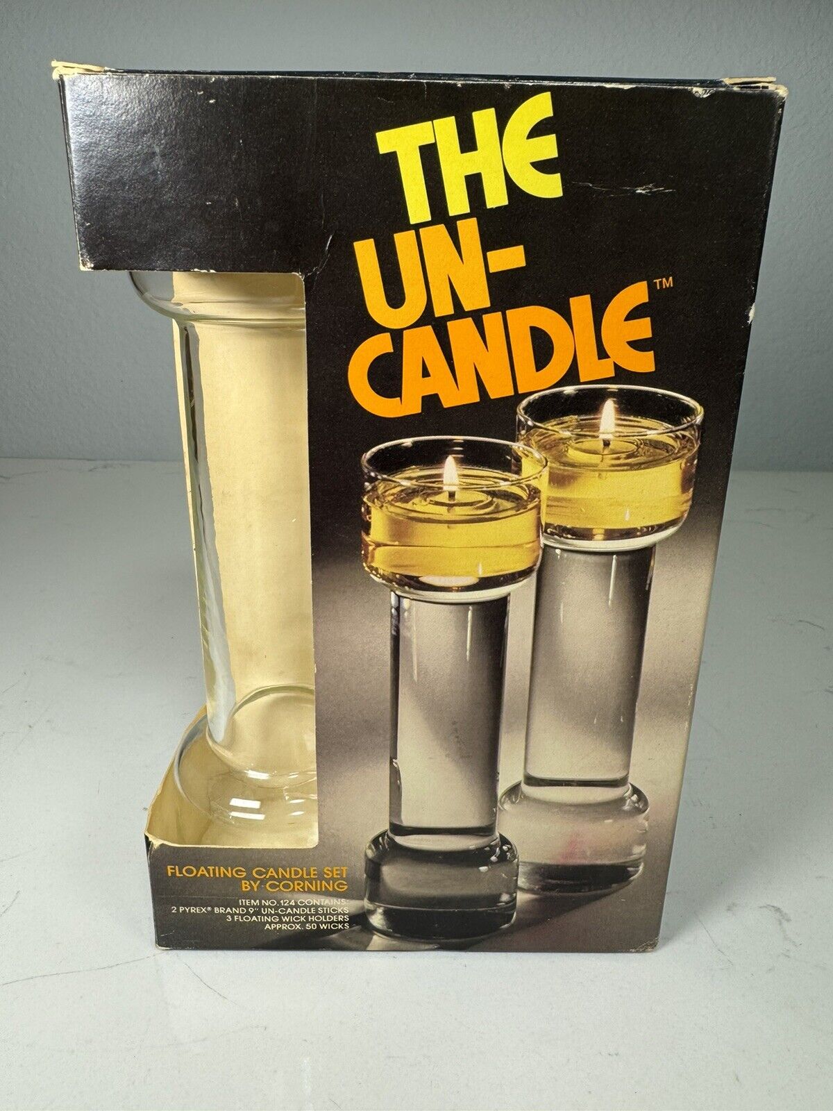 The UN-CANDLE Vintage Floating Candle Set 9” Complete in Box Corning