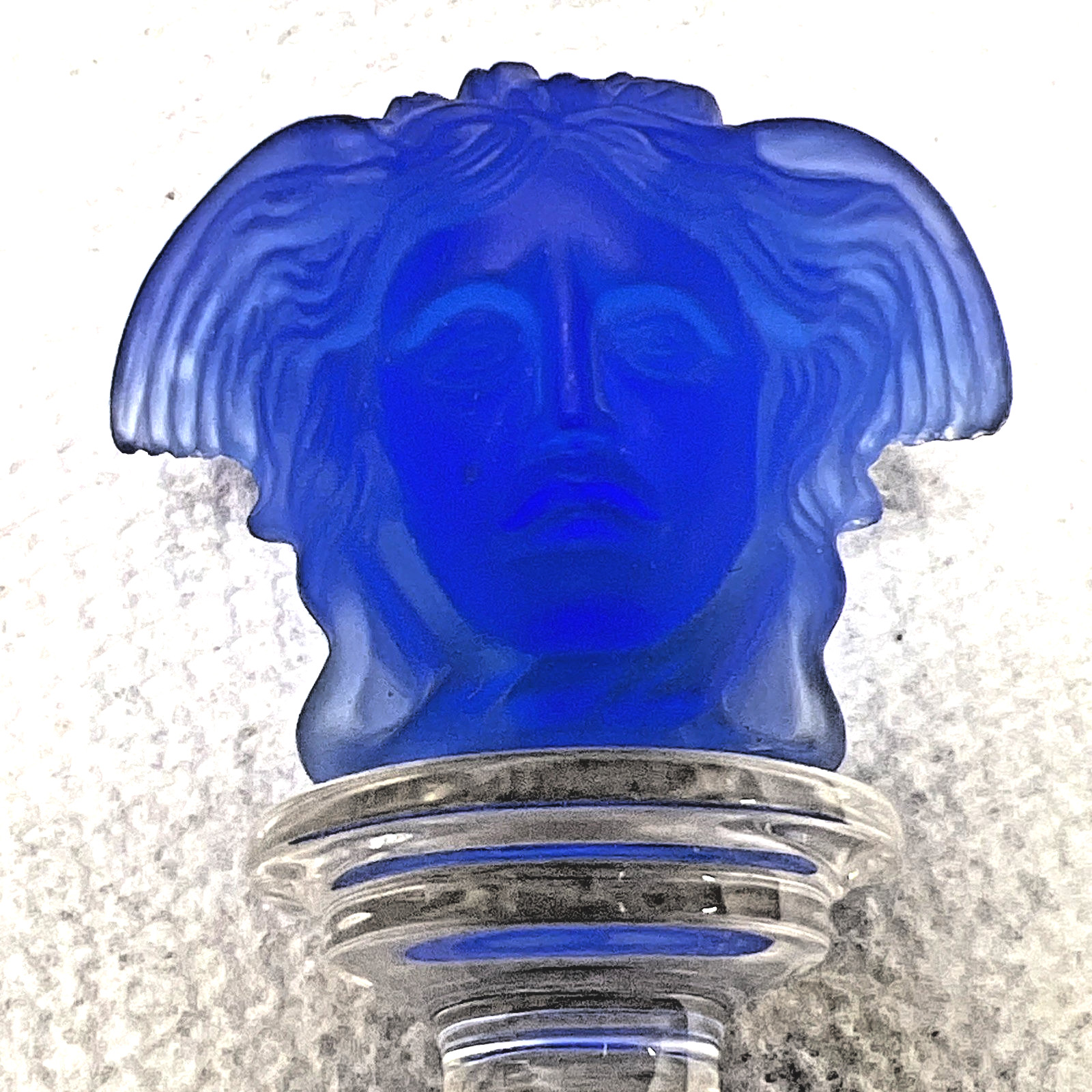 Versace Rosenthal Versace Blue Medusa Head Crystal Wine Liquor Bottle Stopper Versace Rosenthal Versace Blue Medusa Head Crystal Wine Liquor Bottle Stopper