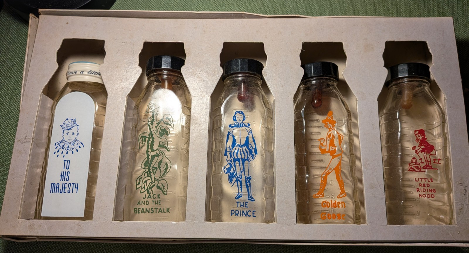 Vintage 1950s Samuel Challet\'s Dairies Baby Bottle Glass Gift Set - Original Pac