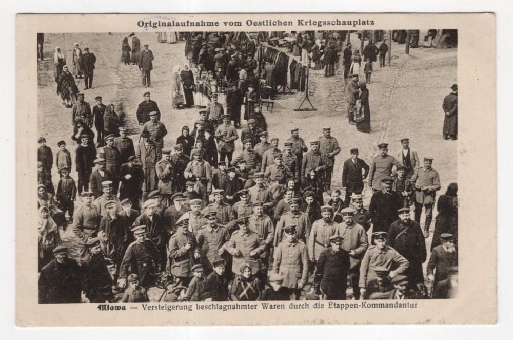 Field Post Postcard Mlava Mazovia Poland Auction of Confiscated Goods WWI