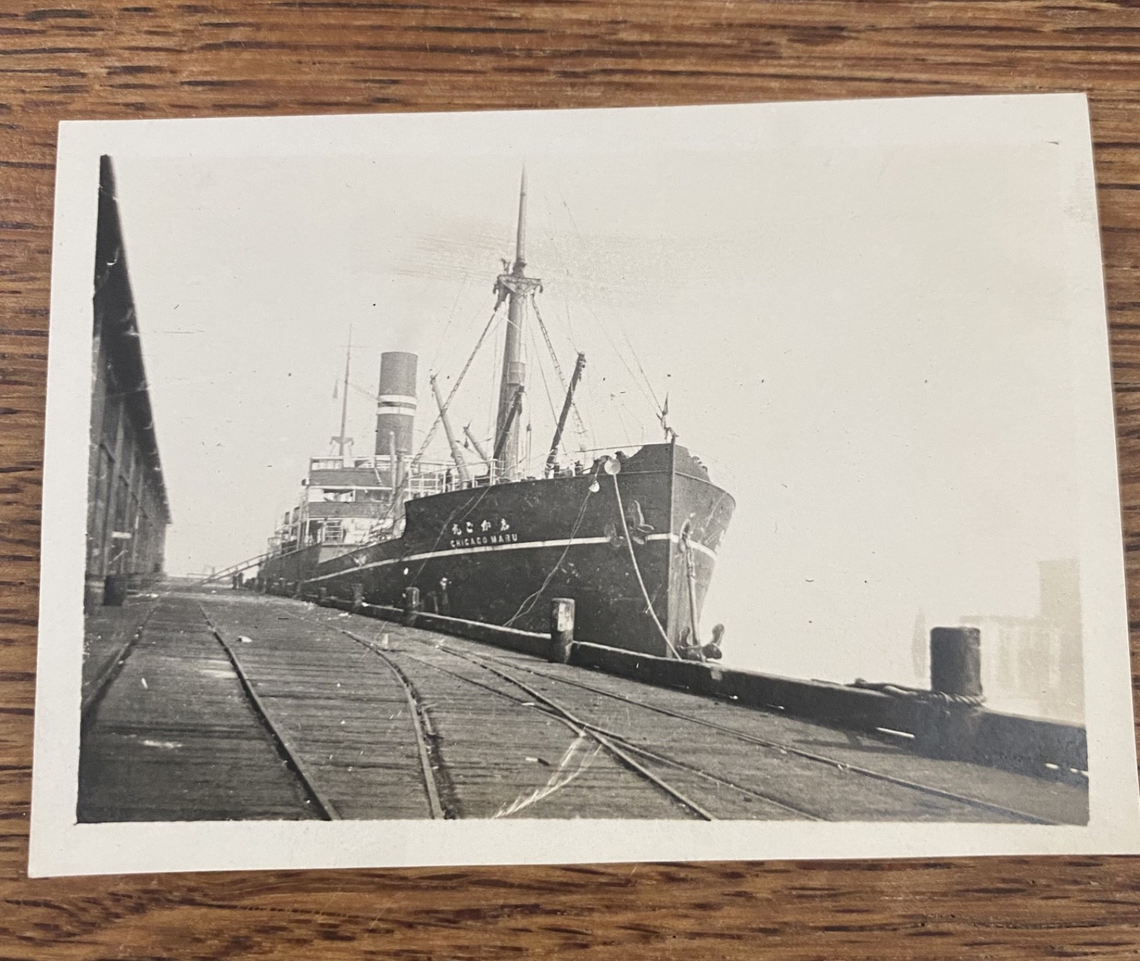 Vintage Chicago Maru Ship Photo Snapshot OSK Line Japanese Ocean Liner Dock Vintage Chicago Maru Ship Photo Snapshot OSK Line Japanese Ocean Liner Dock