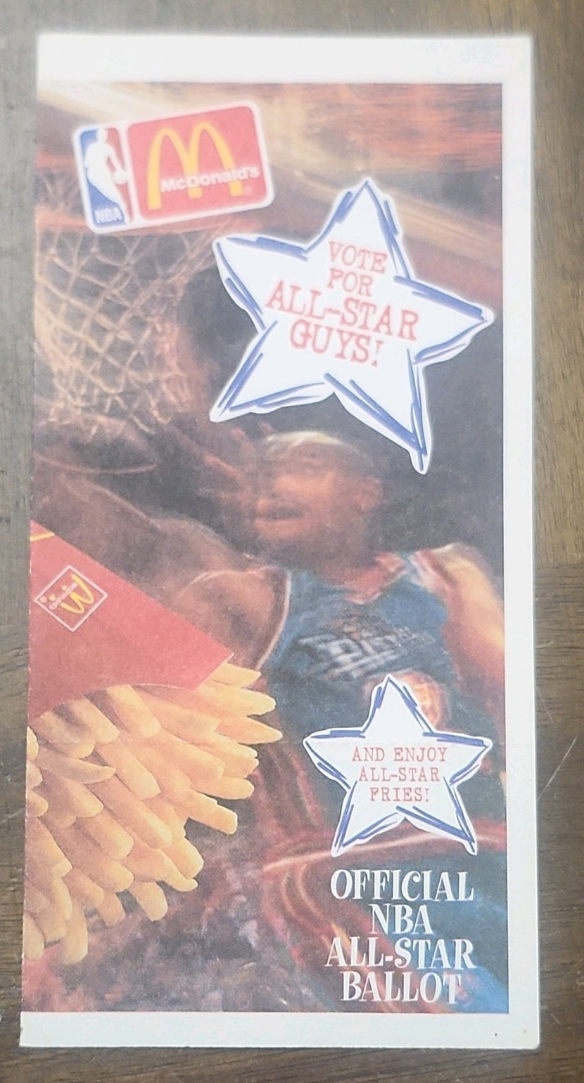 McDonald\'s Official 1996 NBA All-Star Ballot Paper Insert w/ Super Sizing Coupon