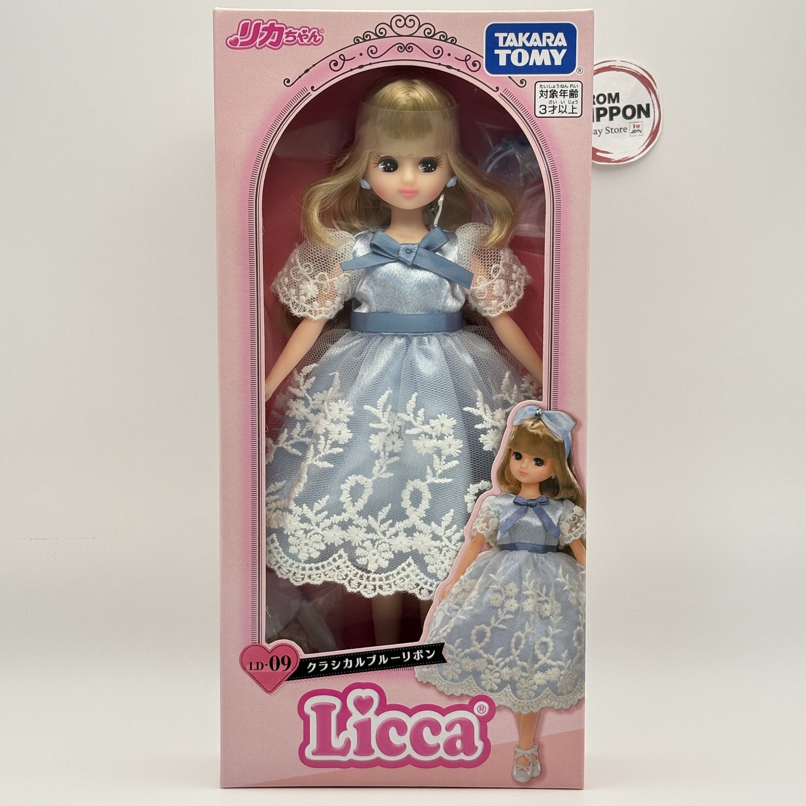Takara Tomy Licca-chan Doll LD-09 Classical Blue Ribbon Dress New