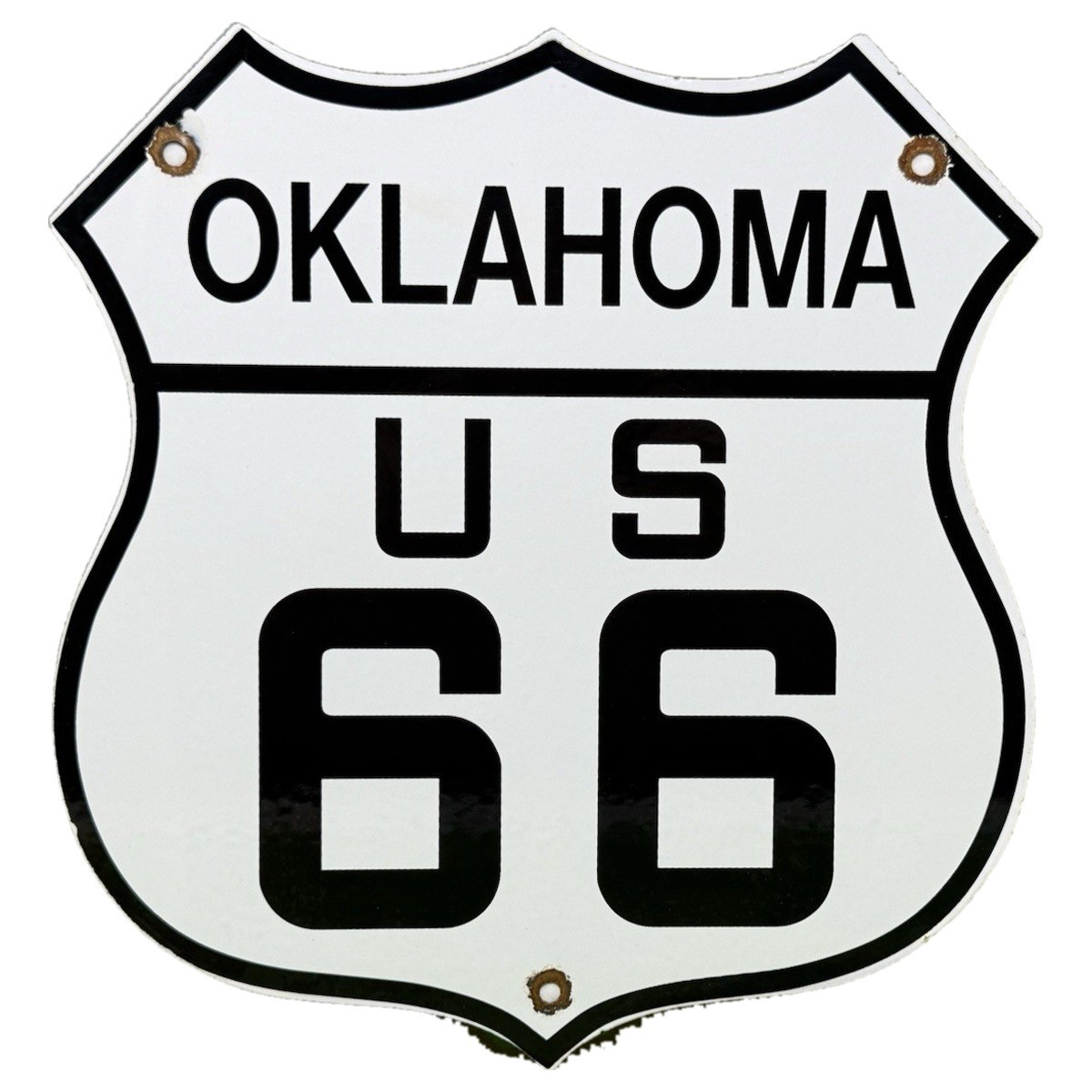 VINTAGE US ROUTE 66 OKLAHOMA PORCELAIN SIGN HIGHWAY SHIELD MOTHER ROAD GARAGE