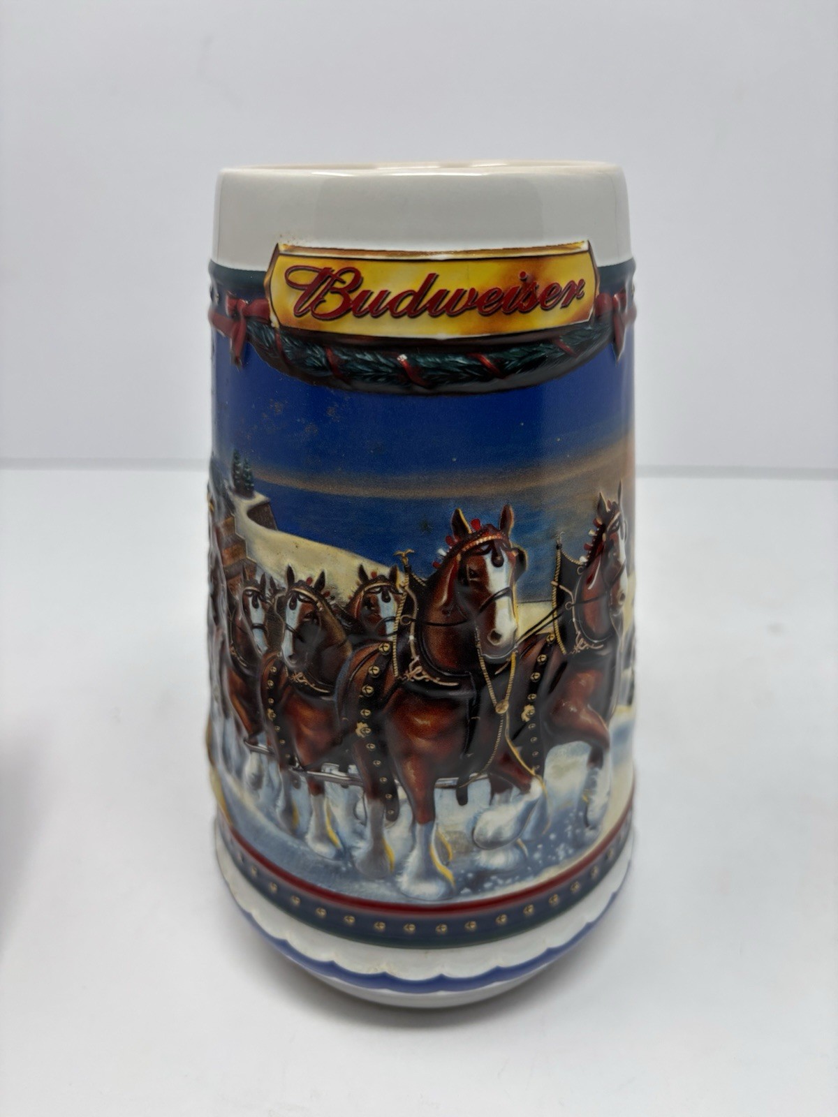 Budweiser Busch Beer Stein Ceramic Mug  Guiding The Way Home 2002 /w COA