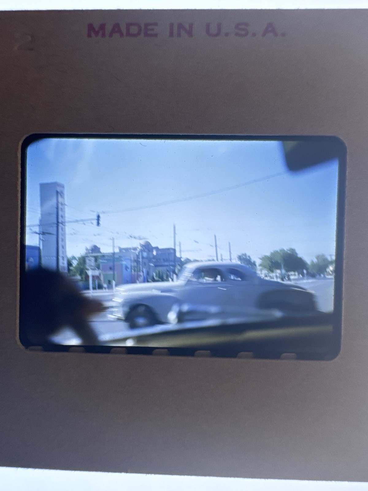 1951 Kodachrome Slide Dallas TX Vintage Car Street Scene From Moving Vehicle