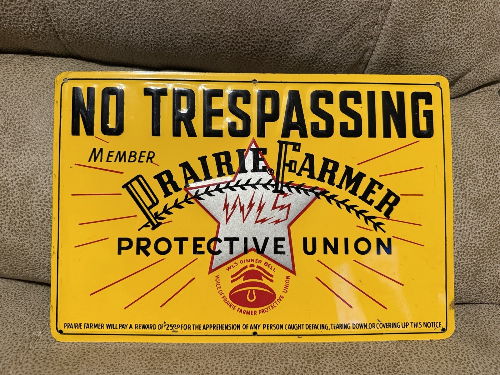 Vintage Prairie Farmer No Tresspassing Sign 12” X 8”