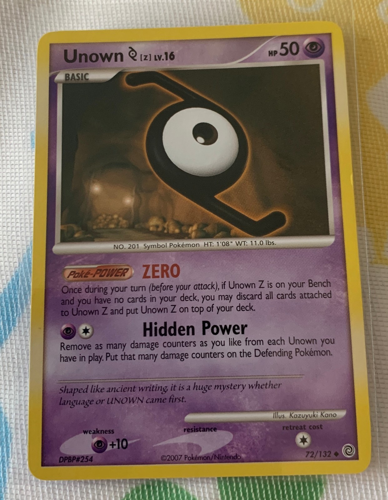AUTHENTIC 2007 Pokémon Card Unown Z Lv.16 (Secret Wonders 72)