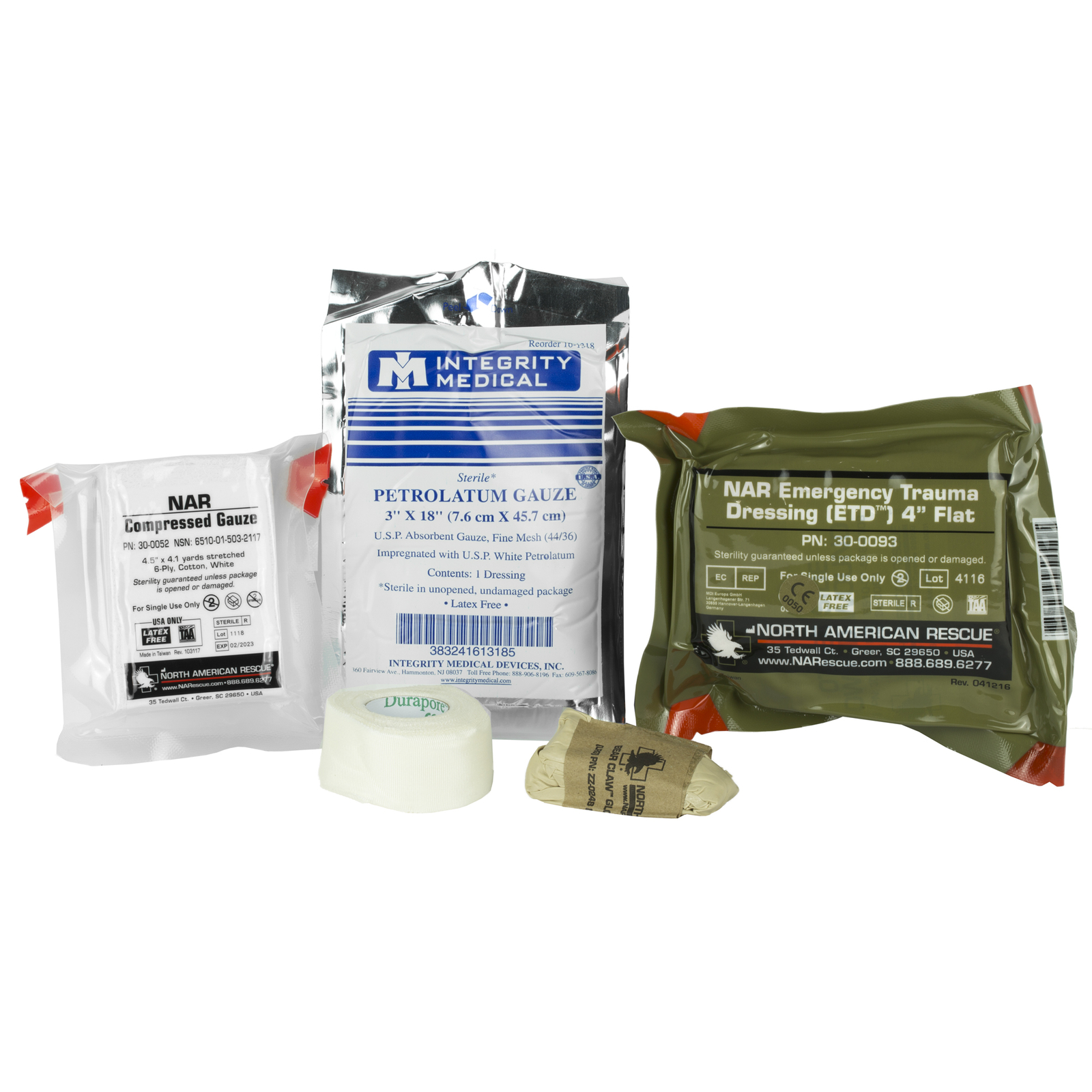 North American Rescue Individual Aid Kit NAR Compact First Aid Kit 85-0404 North American Rescue Individual Aid Kit NAR Compact First Aid Kit 85-0404