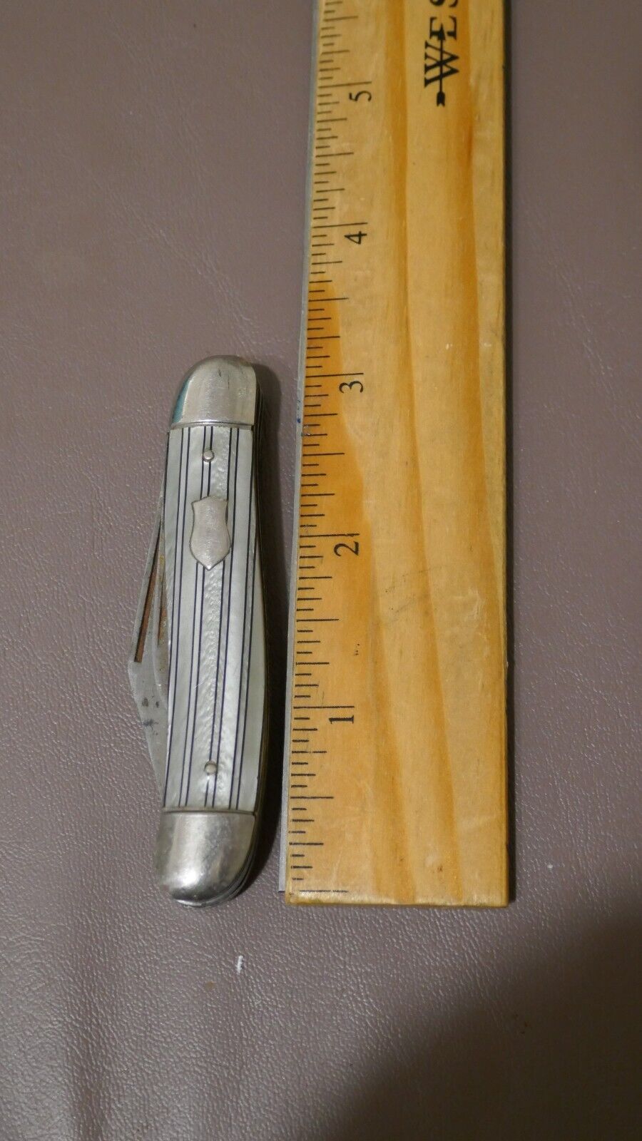 Vintage Imperial PROV USA 2 Blade Folding Knife w/ Striped Foil Handles 00126