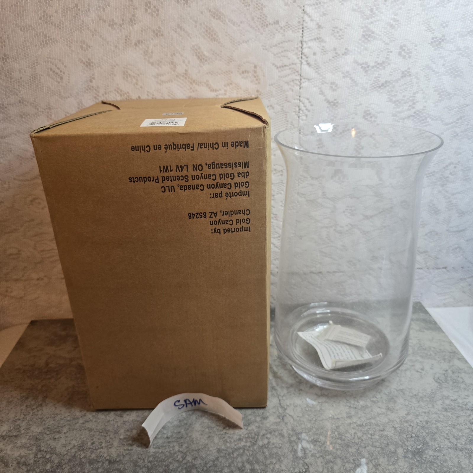 Gold Canyon Flared Hurricane Clear Glass Candle Shade Vase Centerpiece NIB