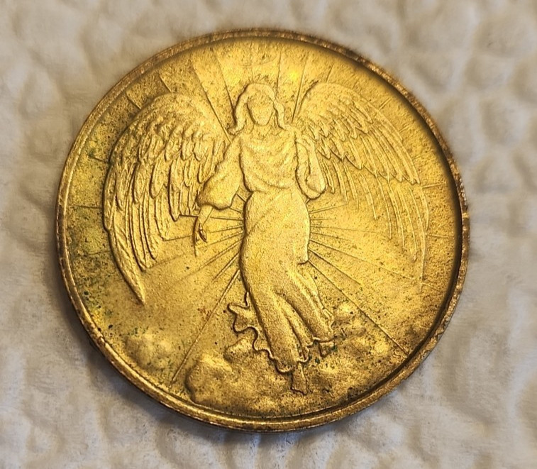 VTG Double Sided Gold Plated Guardian Angel Pendant Religious Charm Gift