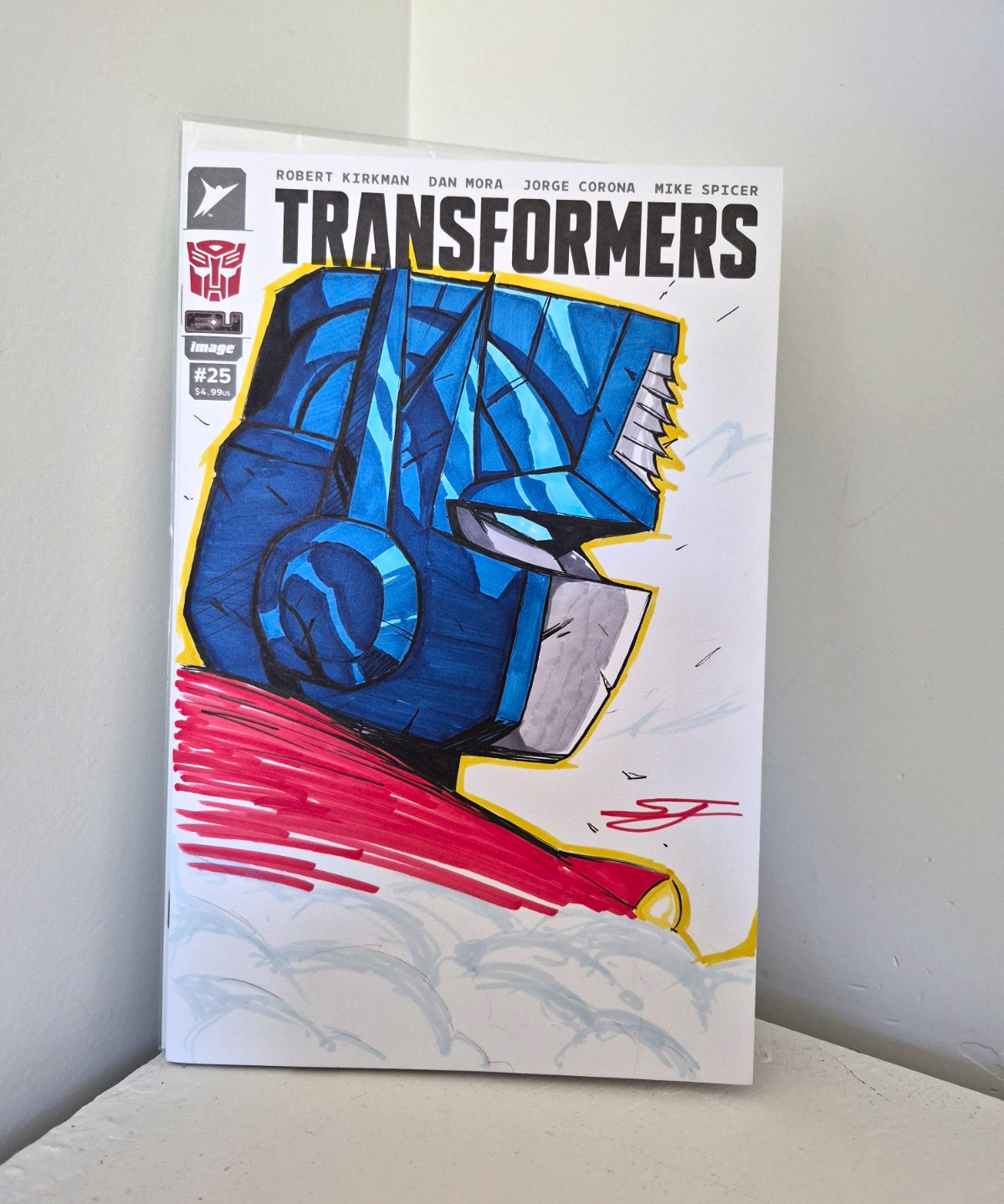 Original Hand Drawn Transformers #25 Sketch Cover Of Optimus Prime