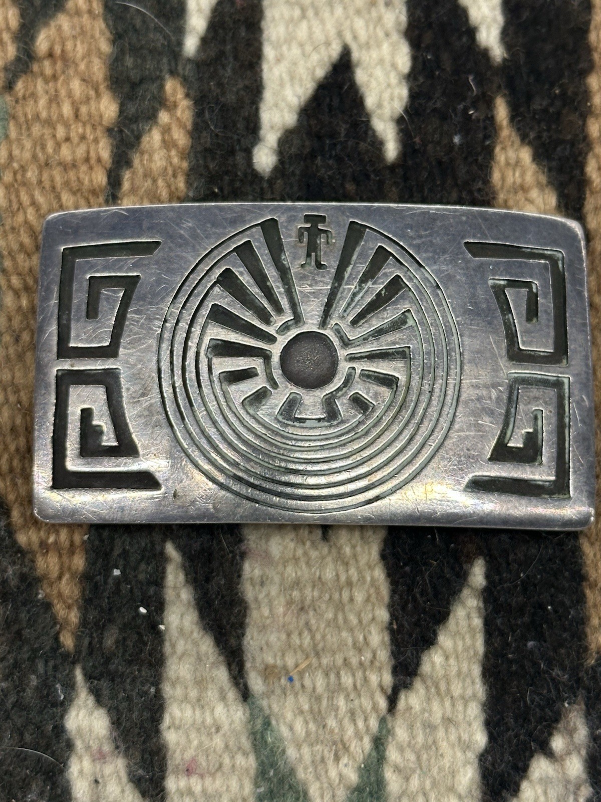 Vintage Hopi  Man in The Maze Sterling Silver Belt Buckle