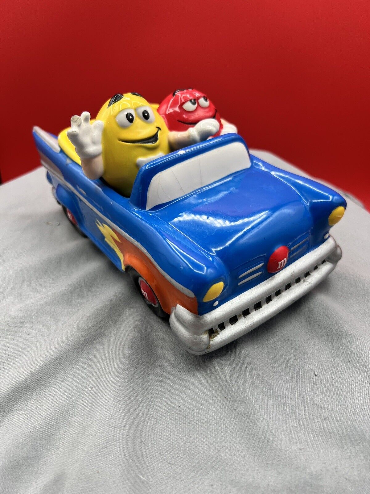 M&M\'s Galerie Ceramic Blue Car Hot Rod Roadster Candy Dish Collectible 2002